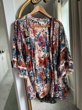 Belle Du Jour Floral Kimono - Pink, Blue, Orange